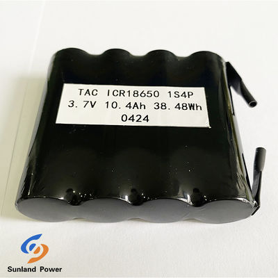 Accumulateur 18650 1S4P 3.7V 10.4Ah Batterie au lithium-ion pour panneau d'incendie avec nickel tab